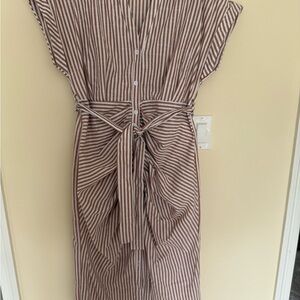 SHEIN Brown and White Tie Front Maxi Dress